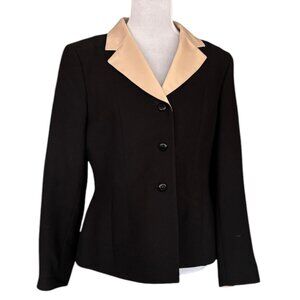 Kasper Petite‎ vintage 90s black champagne single breasted women's blazer sz 10P